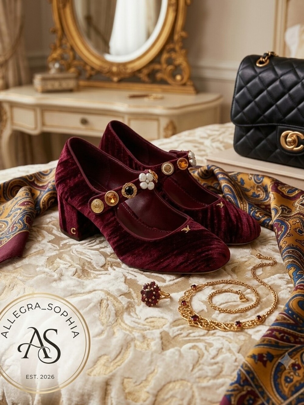 Circus by Sam Edelman Elaine Burgundy Velvet Jeweled Mary Jane Block Heels Sz 7